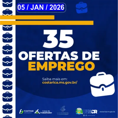Imagem da notícia Comece o ano com carteira assinada: Casa do Trabalhador de Costa Rica abre 35 oportunidades de emprego 